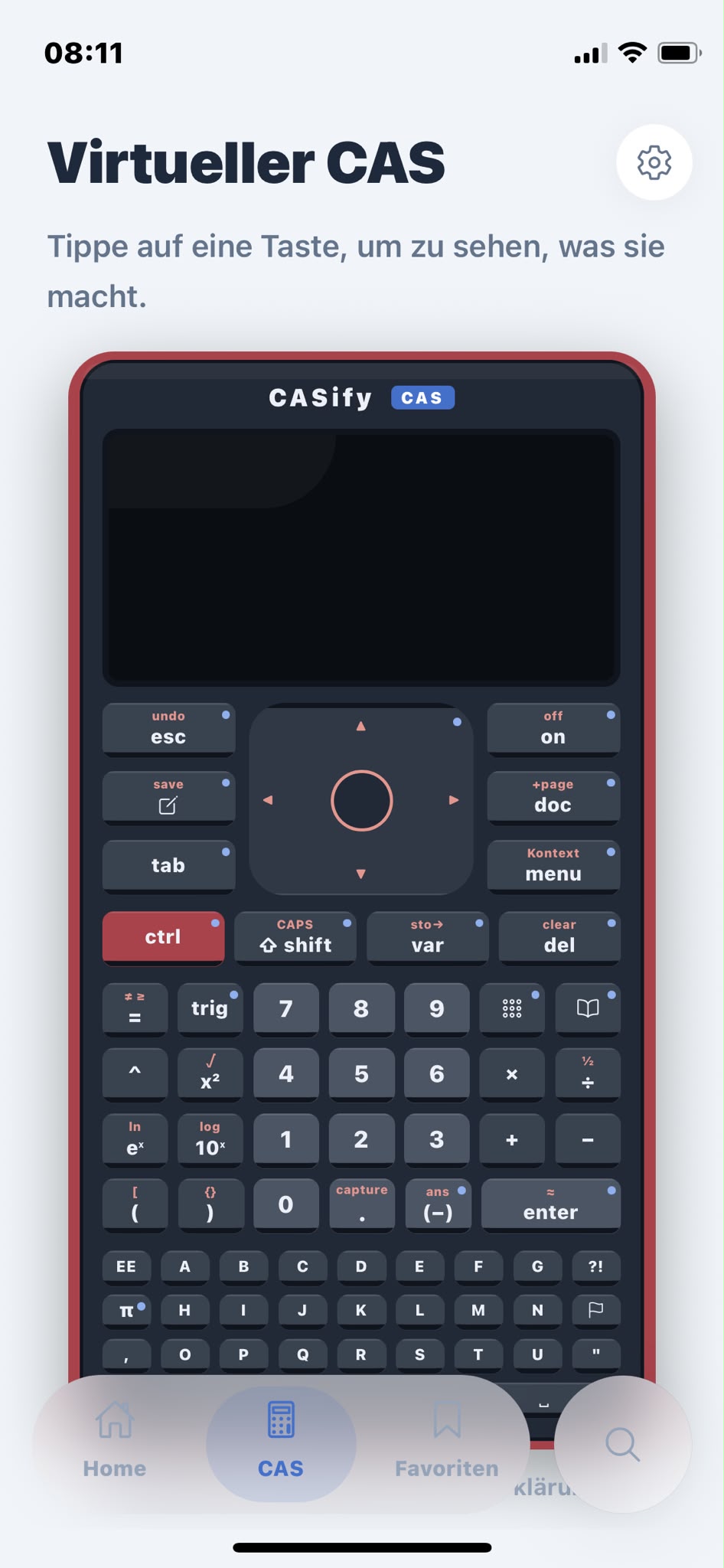 CASify: Virtueller CAS-Taschenrechner mit allen Tasten